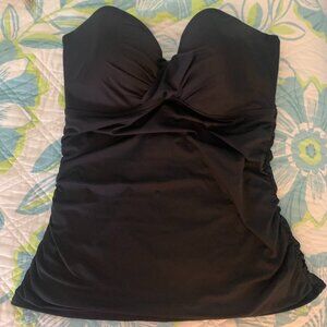 Tommy Bahama Pearl Twist Tankini Swim Top underwire Black  L/DD
